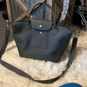 Grey long-champ bag